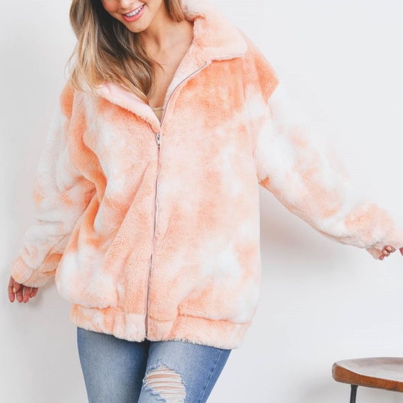 Storia Jackets & Blazers - Faux Fur Tie Dye Jacket
